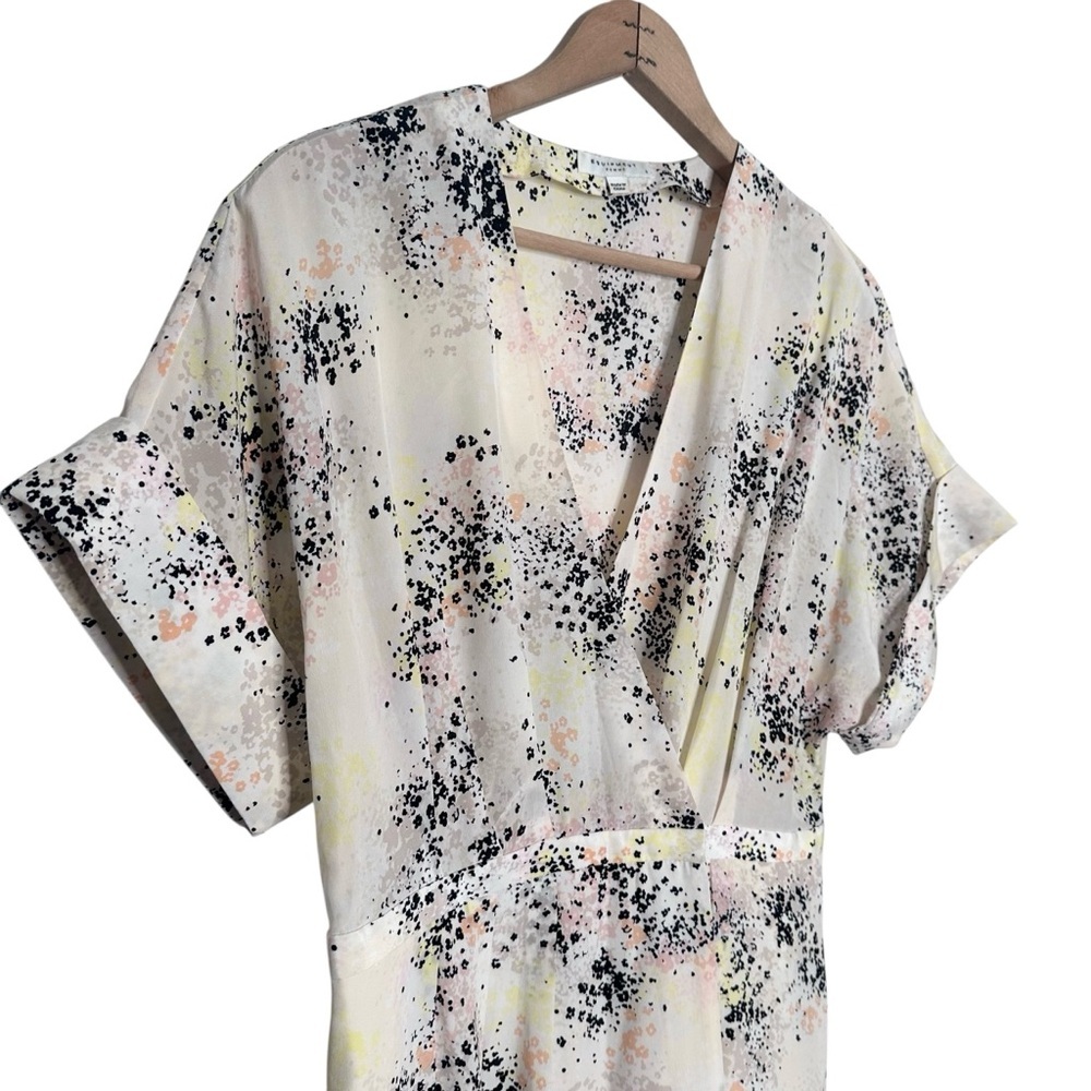 Equipment Tavine Silk Kimono Sleeves Wrap Midi Dress Print Ecru Multi Size 6 - Picture 3 of 10